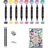 Tinge Marker Kalem Çizim Seti 3 + Marker Defteri + Dereceli Kalem + Silgi + Açacak - Renkli - Standart