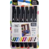 Tinge Twin Çift Taraflı Marker Kalemi 12LI Set Prof. Karma Set - Renkli - Standart