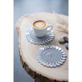 Tını El Yapımı Payetli Pullu Sunum Supla Örgü Bardak Altlığı 12 cm - 6 Adet - 12 x 12 cm - Gümüş
