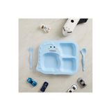 tinibud Bebek Bölmeli Mama Tabağı Kaşık Çatal Seti PP Kırılmaz 400 ml Dayanıklı 22.3x27.4x3.7 cm