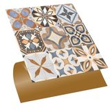 Tink Kendinden Yapışkanlı Fayans Çıkartması, Zemin Duvar Kaplama, Yapışkanlı Fayans Kaplama PVC Karo Afrika Desenli 30x30 cm (4 Adet / 0,36 m²)