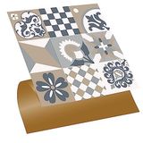 Tink Kendinden Yapışkanlı Fayans Çıkartması, Zemin Duvar Kaplama, Yapışkanlı Fayans Kaplama PVC Karo Karma Kahve Desenli 30x30 cm (4 Adet / 0,36 m²)
