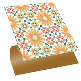 Tink Kendinden Yapışkanlı Fayans Çıkartması, Zemin Duvar Kaplama, Yapışkanlı Fayans Kaplama PVC Karo Turuncu Çiçek Bahçesi Desenli 30x30 cm (11 Adet / 1 m²)