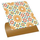 Tink Kendinden Yapışkanlı Fayans Çıkartması, Zemin Duvar Kaplama, Yapışkanlı Fayans Kaplama PVC Karo Turuncu Çiçek Bahçesi Desenli 30x30 cm (4 Adet / 0,36 m²)