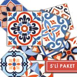 Tink Kendinden Yapışkanlı Karma Meksika Desenli Pvc Karo 10X10 cm 5’li Paket