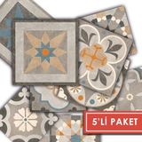 Tink Kendinden Yapışkanlı Kayısı Desenli Pvc Karo 5’li Paket (10x10 cm)