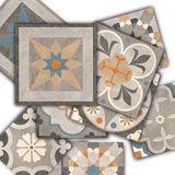 Tink Kendinden Yapışkanlı Kayısı Desenli Pvc Karo, Yapışkanlı Fayans Kaplama, Fayans Çıkartması, Zemin Duvar Karosu 10x10 cm (20 Adet/0,20 m2)