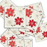 Tink KENDİNDEN YAPIŞKANLI KIRMIZI ÇİÇEK DESENLİ PVC KARO 10X10 CM 20'Lİ PAKET