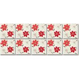 Tink KENDİNDEN YAPIŞKANLI KIRMIZI ÇİÇEK DESENLİ PVC KARO 15X15 CM 10'LU PAKET