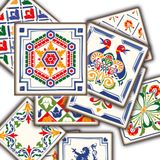 Tink Kendinden Yapışkanlı Oyun Desenli Pvc Karo, Yapışkanlı Fayans Kaplama, Fayans Çıkartması, Zemin Duvar Karosu 15x15 cm (10 Adet/0,225 m2)