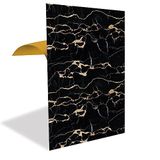 Tink Kendinden Yapışkanlı Pvc Panel, Yapışkanlı Yer Zemin Kaplama, Duvar Kaplama, Fayans Çıkartması Gold Siyah Desenli 41x62 Cm (12 Adet / 3 m²)