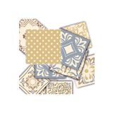 TİNK Kendinden Yapışkanlı Retro Sarı Desenli Pvc Karo 10x10 Cm 20'li Paket