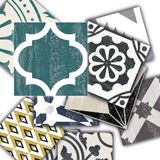 Tink Kendinden Yapışkanlı Retro Yeşil Desenli Pvc Karo 15 x 15 cm 10'lu Paket