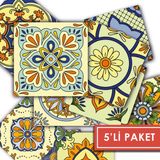 Tink Kendinden Yapışkanlı Sarı Tile Desenli Pvc Karo 15X15 cm 5’li Paket