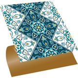Tink Kendinden Yapışkanlı Turkuaz Çiçek Desenli Pvc Karo 30X30 cm (11 Adet) 1m2