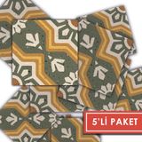 Tink Kendinden Yapışkanlı Yeşil Yıldız Metraj Desenli Pvc Karo 10X10 cm 5’li Paket