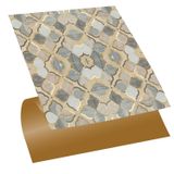 Tink Kendinden Yapışkanlı Zemin Duvar Sticker, Fayans Kaplama PVC Karo Gold Çiçek Desenli 30x30 cm (11 Adet / 1 m²)