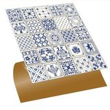 Tink Kendinden Yapışkanlı Zemin Duvar Sticker, Fayans Kaplama PVC Karo Modern Mavi Karo Desenli 30x30 cm (11 Adet / 1 m²)
