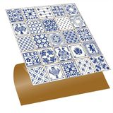 Tink Kendinden Yapışkanlı Zemin Duvar Sticker, Fayans Kaplama PVC Karo Modern Mavi Karo Desenli 30x30 cm (4 Adet / 0,36 m²)