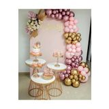 Tinky Winky 10 Krom Gold, 10 Krom Ve 50 Pembe Balon Zinciri Doğum Günü Nişan Kına Bridge Set gold-pembe