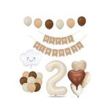 Tinky Winky 2 Yaş Retro Doğum Günü Seti; Krem Rakam Folyo, Banner, Kalp Folyo Balon Zincir Seti 2