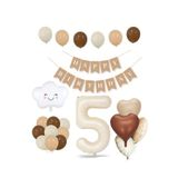 Tinky Winky 5 Yaş Retro Doğum Günü Seti; Krem Rakam Folyo, Banner, Kalp Folyo Balon Zincir Seti 5