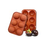 Tinky Winky 6 Delikli Silikon Kalıp Çikolata, Kek, Puding için, El Yapımı Sabun, Yuvarlak Şekilli Yarım Küre Kahverengi