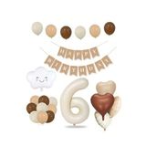 Tinky Winky 6 Yaş Retro Doğum Günü Seti; Krem Rakam Folyo, Banner, Kalp Folyo Balon Zincir Seti 6