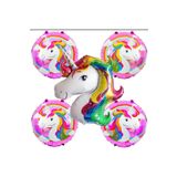 Tinky Winky Balon Unicorn Temalı 5'li Set Helyum Balon Çok Renkli