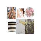 Tinky Winky Bride To Be Seti 18 Parça 5 Geçici Dövme-5 Bileklik-1 Gold Metal Taç- 1 Kuşak- 5 Balon- Bride Yazı karışık