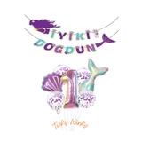 Tinky Winky Deniz Kızı Folyo Set Konsept Doğum Günü Balon Zincir Set 1