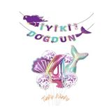 Tinky Winky Deniz Kızı Folyo Set Konsept Doğum Günü Balon Zincir Set 4