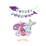 Tinky Winky Deniz Kızı Folyo Set Konsept Doğum Günü Balon Zincir Set 6