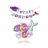Tinky Winky Deniz Kızı Folyo Set Konsept Doğum Günü Balon Zincir Set 8