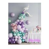 Tinky Winky Deniz Kızı Konsept Mor Lila Gümüş Metalik Balon Ve Balon Zinciri Seti Çok Renkli