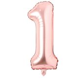 Tinky Winky Folyo Balon 1 Rakamı Helyum Balon Parti Süs 40 Cm Rose