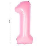 Tinky Winky Folyo Balon 1 Rakamı Helyum Balon Pembe Renk 1