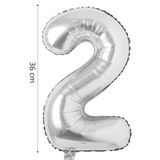 Tinky Winky Folyo Balon 2 Rakamı Helyum Balon 36 Cm Gümüş Renk -parti Seti Malzemeleri -2 Number Ballon 2