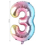 Tinky Winky Folyo Balon 3 Rakamı Helyum 76 Cm Balon Gökkuşağı Karışık