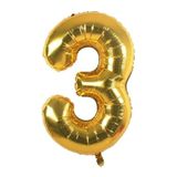 Tinky Winky Folyo Balon 3 Rakamı Helyum Balon 36 Cm Gold Renk - 3 Yaş Balonu - 3 Yaş Balon -3 Number Ballon 3