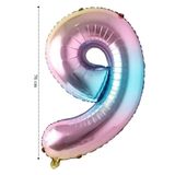 Tinky Winky Folyo Balon 9 Rakamı Helyum 76 Cm Balon Gökkuşağı 9