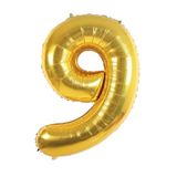 Tinky Winky Folyo Balon 9 Rakamı Helyum Balon 36 Cm Gold Renk - 9 Yaş Balonu - 9 Yaş Balon -9 Number Ballon 9