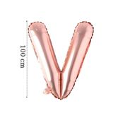 Tinky Winky Folyo Balon Büyük Boy V Harfi Helyum Balon 100 Cm Rosegold Renk Bride To be Bekarlığa Veda V