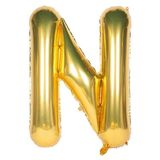 Tinky Winky Folyo Balon N Harfi Helyum Balon 36 Cm Gold Renk - N Harf Balon - Harf Folyo Balon Gold N
