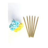 Tinky Winky Gold Renkli 14 Cm Simli Göz Alıcı Ince Kibar Işıl Işıl 6 Lı Doğum Günü Parti Pasta Mumu Gold