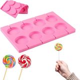 Tinky Winky Izomalt Kalıp Çubuklu Halka Şeker, Çikolata, Dondurma, Lolipop Silikon Kalıbı 8'li - Pembe