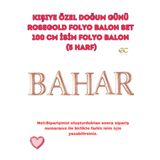 Tinky Winky Kişiye Özel Doğum Günü Folyo Balon Set 76 cm İsim Folyo Balon (5 Harf) Rose Gold Pembe
