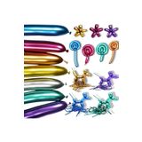 Tinky Winky Krom Sosis Balon 10 Adet 150x5 Cm Karışık Renk Uzun Ince Şekil Verilebilen Parlak Palyaço Balon Krom Karışık