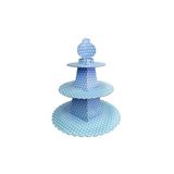 Tinky Winky Mavi Puantiyeli Kek Standı Gri Karton CupCake Standı Puantiyeli 3 Katlı Piramit Kurabiye Kulesi winky914