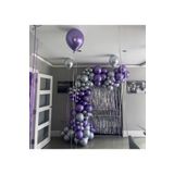 Tinky Winky Mor Lila Gümüş Krom Balon Zinciri Seti Doğum Günü Balon Zincir
